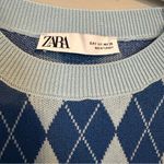 ZARA Blue Argyle Sweater Knit Mini Dress Small Photo 7