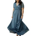 Baltic Born  Venice Lace Maxi Dress size Large Slate Blue Surplice V Neckline Photo 1