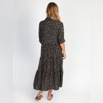 Natural Life  Rebecca Boho black Floral Tiered shirt Midi maxi Dress Photo 13