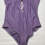 Shade & Shore  purple lavender low back v-neck tie up swimsuit Photo 3