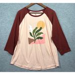 Sonoma Womens XXL Raglan Sleeve Graphic Tee Nature Casual Photo 0
