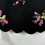 Jones Studio Size 16 Black Boatneck Dress Pink Embroidered Floral Scalloped Hem Photo 7
