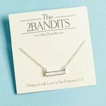 The 2 Bandits Athens Necklace Silver Iridescent Bar Pendant Womens Photo 0