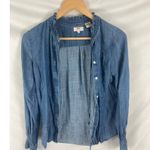 Levi's  ruffle Neck Chambray Button Up Shirt Size XS Photo 2