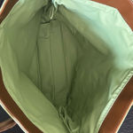 Basic Green and Brown Tote Bag Fabric Faux Leather Photo 2