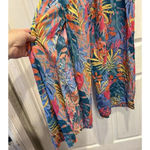 Kona Sol  Pants Women's L Pull on Rayon Smock Waist Wide Slit Leg Tropical Lounge Photo 2