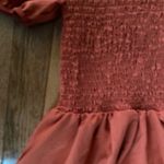 Women’s juniors burnt umber orange midi smocked dress Photo 3