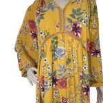 Umgee Long Sleeve Flowy Yellow Floral Pattern Mini Dress Photo 0