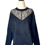 See By Chloe  Shirt‎ Women Small Black Lace Crochet Crew Neck Top Whimsigoth Goth Photo 0