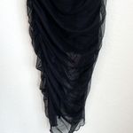 Lovers + Friends Black Mesh Ruched Midi Dress Photo 8