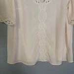 Sézane Sezane Francia Silk Embroidered Blouse Ecru Cream Size Small Preppy Classic Photo 5
