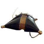 Vintage 30’s antique horn & brass pillow purse Black Photo 6