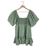 Free People  Easy To Love Cotton Bubble Mini Dress Size Small Sage Green Bohemian Photo 1