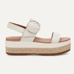 UGG  April Espadrille Wedge Platform Sandals Off White Leather Buckle 10 Photo 1