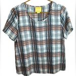 Anthropologie Maeve plaid short sleeve Boxy blouse size Small Photo 0