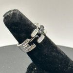 Stylish Women's Black Onyx Silver Ring with CZ Accents, Size 7 Photo 1