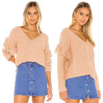 Tularosa Lonestar Fringe Sleeve Sweater in Peach Photo 1