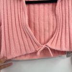 ZARA new tied knit cardigan wrap sweater stretchy lapel pink size small Photo 4