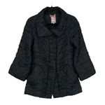 Yoana Baraschi Womens Black Quilted Textured Collared Crinkle Jacket Coat Size S Photo 0