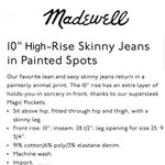 Madewell  10” High Rise Painted Spots Skinny Jeans Size 24 Photo 15