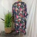 Jessica Simpson  Green Multi Color Floral Print Sheer Short Sleeve Swim Cover Top Photo 2