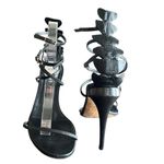 Fendi Women’s Ava Black Leather Crocodile Strappy Sandals Stiletto Heels Size 39 Photo 6