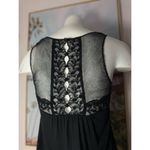 Rebecca Taylor  Black Lace Scoop Neck Ruched Racerback Sleeveless Top XS 2 Photo 4