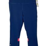 Under Armour  Heat Gear Blue & Neon Pink Stripe Crop Athletic Pants M Photo 0