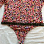 WAYF Floral Long Sleeve Bodysuit - Vibrant Garden Cute Print Photo 3