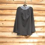 Mac Duggal  49607 Rhinestone Collar Flowy Sleeve Black Mini Dress Photo 3