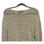 Current Air  Mesh Boatneck Sweater Beige Knit Pullover Sweater Coverup Sheer M Photo 1