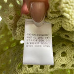 Le lis  crochet floral knit chartreuse open weave sweater 100%cotton top Sheer Photo 11