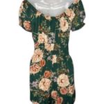 American Eagle Green Floral Romper M Off-Shoulder Cottagecore Boho Coquette Photo 1