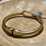 Lucky Brand Gold Hinged Turquoise Charm Bangle Bracelet Photo 13