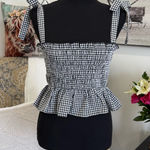 Forever 21 Black and White Smocked Peplum Tank Top Photo 0