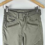 American Eagle Womens Olive Green Moto Zipper Cargo Gorpcore Pants US 2 Short Photo 3