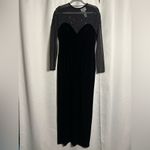 Vintage Black Velvet Beaded Evening Dress 12 Photo 9