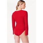 ✨Scoop Women's Ribbed Bodysuit with Sweetheart Neck and Long Sleeves✨ Red Size L Photo 2