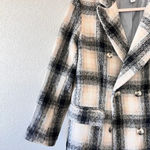 Topshop  Black Cream White Pastel Wool Blend Long Sleeves Houndstooth‎ Coat 4 Photo 6