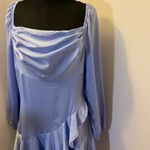 SheIn 6. Baby Blue Asymmetrical Balloon Sleeve Short Dress With Ruffle Trim SZ L Photo 3