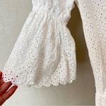 Playa Lucila white eyelet mini dress cover up, ellbow length puff sleeves,size M Size M Photo 6