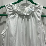 LAKE Poplin Ruffle Neck Dress in White Sleeveless Tiered Cotton Dress Sz M Size M Photo 3