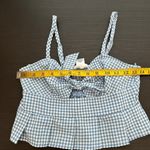 Kirious Blue Gingham Cotton Blend Tie Front Peplum Hem Cropped Top Size Small Photo 7