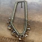 Loft Ann Taylor Charmed Crystal Gold Rhinestone Necklace Statement Piece Photo 3