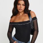 Princess Polly ARSEMA OFF THE SHOULDER BODYSUIT BLACK Photo 0