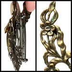 Vintage Signed Jane Brass Silver Mother of Pearl Angel Heart Brooch Steampunk Gold Photo 5