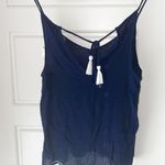Japna Navy Blue Embroidered Tank Top Photo 2