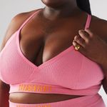 ESSENTIAL HEAVY RIB LOGO BRALETTE Pink Size 1X Photo 1