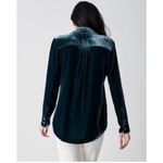 Genevieve Faherty Green Emerald Button Up Collar Relaxed Blouse Vintage Silk XL Photo 3