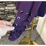 Halston Beautiful Dark Purple Top W/ Metallic Black Grommets Medium Boho Photo 3